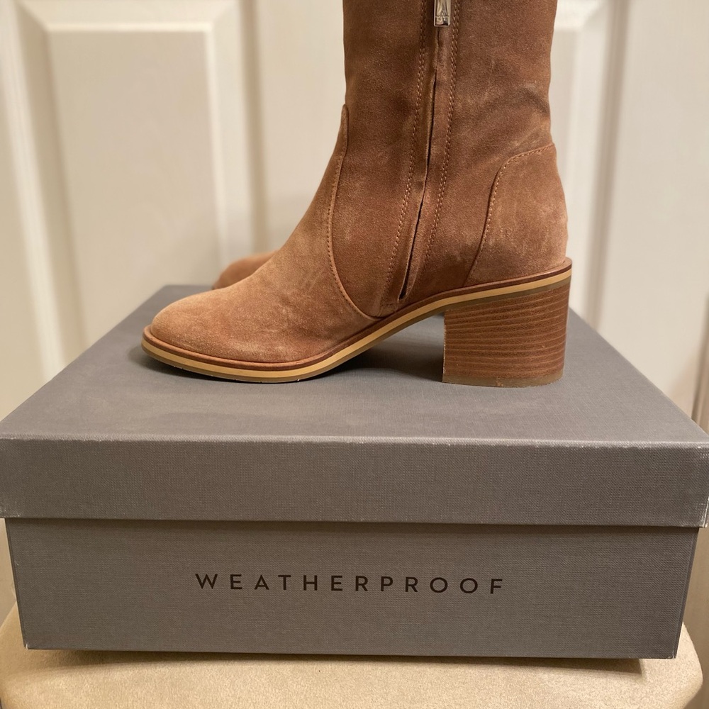 Aquatalia Brigitte Suede Ankle Booties in Whiskey - Picture 8 of 8